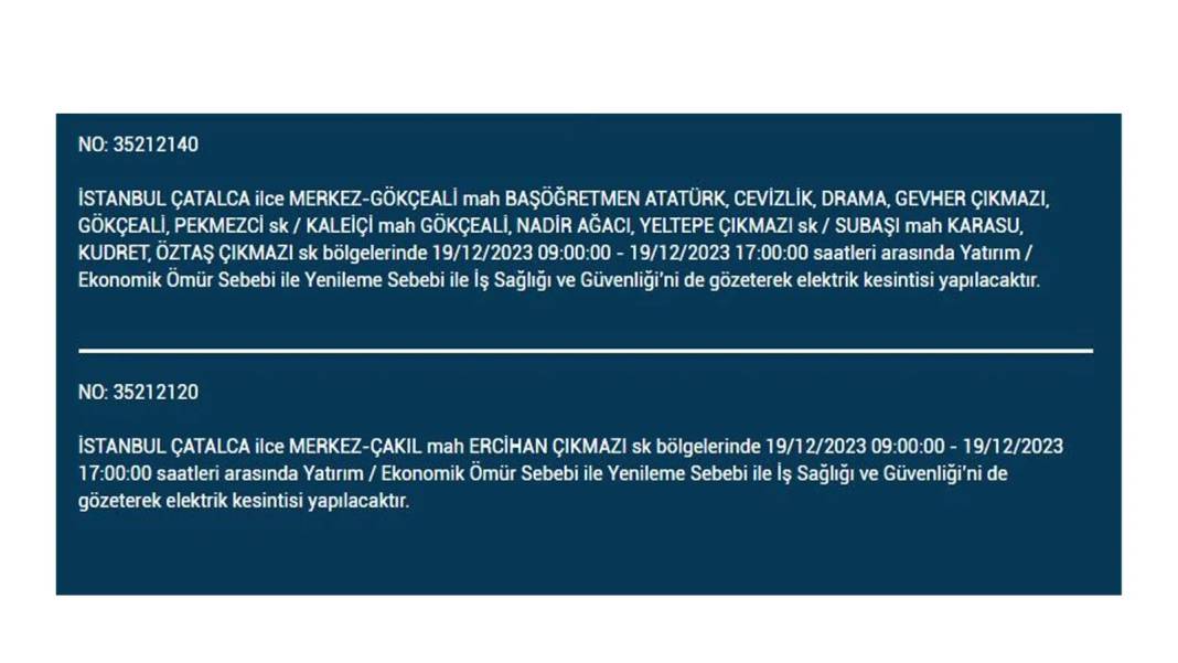 İstanbul'un bu ilçelerinde yaşayanlar dikkat: Elektrik kesintisi için hazır olun 17